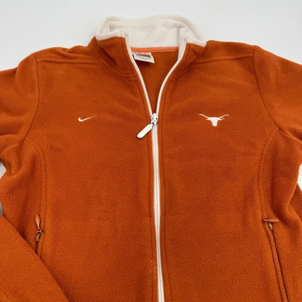 Vintage Nike Team Texas Longhorns Fleece Jacket Full Zip Womens Small S Orange‎